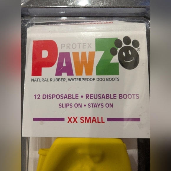 PawZ Dog Boots Tiny & XXS Green & Yellow Rubber Boots For 1" -1.5" & under paws - Picture 8 of 10